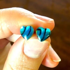 Pretty shell heart shaped stud earrings
